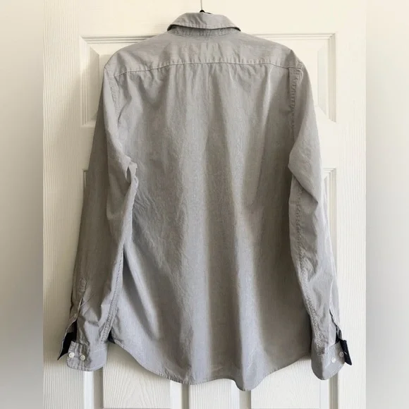 Express Men's Striped light blue and White Button Down Shirt - Picture 2 of 4